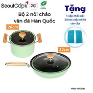 Tặng cặp nhấc nồi silicon cao cấp- Bộ nồi chảo 2 món đáy từ cao cấp Hàn Quốc, nồi 20cm + chảo sâu lò