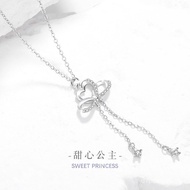 925 Hundred Styles Zircon Necklace Stone Silver Tassel ins Style Pure Matching Clavicle Love Heart P