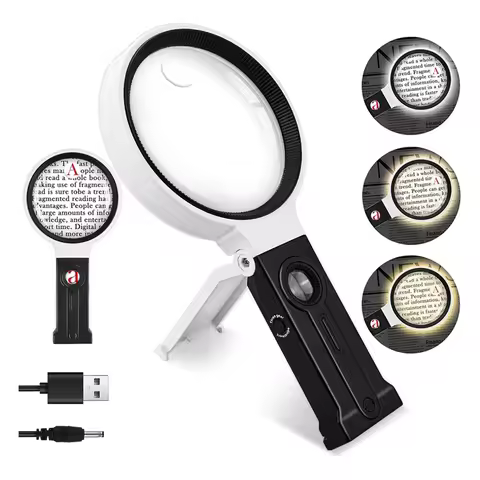 A7THK-40 X 30 X 10 Times Magnifying Glass, 36 LED Light-Emitting Magnifier, Suitable For Elderly Rea