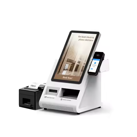 Hotel Desktop Self Check in Kiosk Android Pos Payment Kiosk Touch Screen Self Service Kiosk With Pas