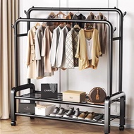 Double Pole Floor-Standing Clothes Rack Bedroom Clothes Hanger Floor Drying Rack Balcony Drying Rack
