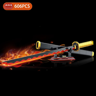 Bbysn】อนิเมะดาบพิฆาตอสูรบล็อกตัวต่อดาบนินจา Yoriichi มีดดาบคาตานะประกอบอาวุธอิฐของเล่นสำหรับของขวัญเ