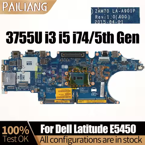 For DELL Latitude E5450 Notebook Mainboard LA-A901P 3755U i3 i5 i7 4/5th Gen 0C7K68 0X4WN9 Laptop Mo