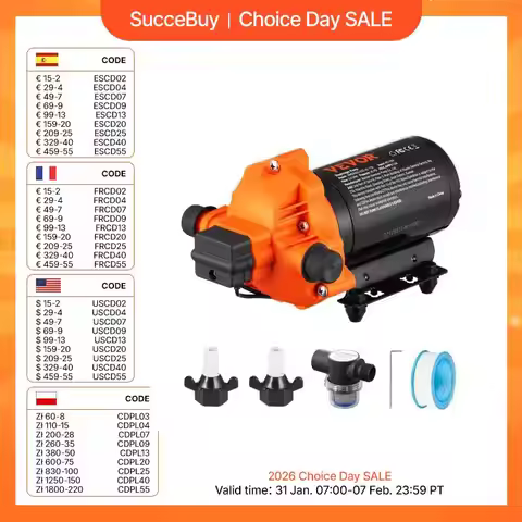 SucceBuy RV Water Pressure Diaphragm Pump 3.3GPM / 3.5GPM / 5.5GPM Adjustable Priming Sprayer Pump f