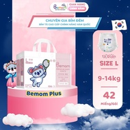 (Không Quà) Combo 2 Bịch Tã/Bỉm Dán Và Quần Bemom Plus Chuyên Gia Bỉm Đêm Chống Trào 12h Size M-XXL
