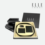 [ELLE HOMME] Father's Day Gift First Choice Wallet Card Holder Belt Three-Piece Set Box Men's Clip F