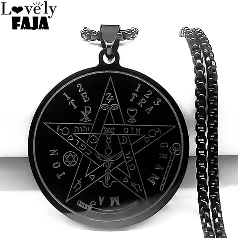 Witchcraft Mystery Pentagram of Solomon Tetragrammaton Pendant Necklace Stainless Steel Pentacle Tal