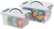 2 Packs Storage Bins with Lids, Clear Plastic Totes Boxes, 14 Quarts & 7 Quarts