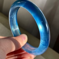 收藏級難遇的品質 天然海藍寶手鐲 魔鬼藍 圈口58MM 晶體通透