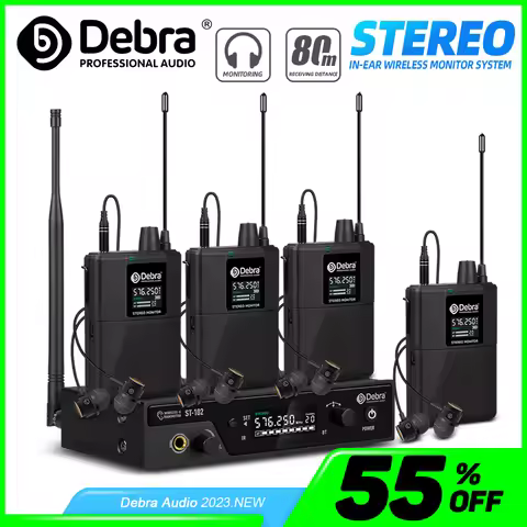 Debra Stereo In-Ear Monitor System Professional Stage Recording Wireless ST-102 for Studio Drummer I