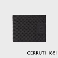 【Cerruti 1881】義大利頂級小牛皮4卡零錢袋短夾 KLAUS系列(黑色 CEPU05540M)