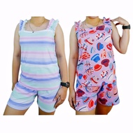 terno women pambahay sleepwear for women pajama ▨✙COD DVX S-M Ruffles Terno Sleeveless Shorts Sando 