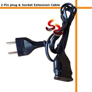 2 Pin Plug Socket Power Cord Extension Cable Set with High Quality 100% PURE COPPER MALAYSIA Wire CUSTOM MADE - wirasz