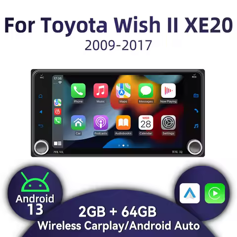 2 Din Android Radio for Toyota Wish 2 II XE20 2009-2017 7" Screen Wireless Carplay Car Multimedia GP