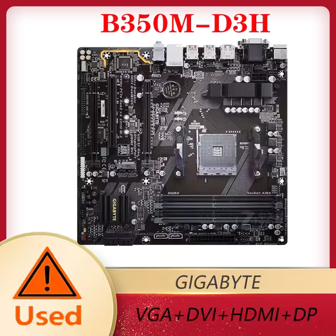 GIGABYTE GA-AB350M-D3H (AM4/ B350/ 2 Way CrossFire/ HDMI/ DP/ M.2/ SATA/ USB 3.1 Type-A/ Micro ATX/