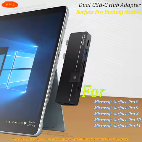 Surface Pro Hub with Thunderbolt 4+4K HDMI+USB+RJ45+Micro SD+3.5mm jack Adapter,USB C Docking Statio