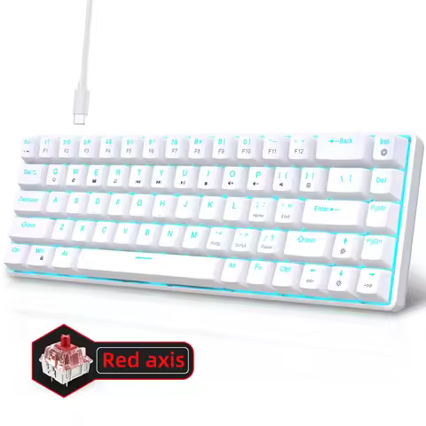 Mechanical Keyboard Gaming 60% USB White Keys Keyboard Gamer Mini Ergonomic Computer Keyboard Backli