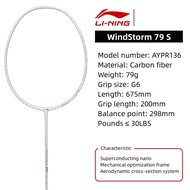 Li Ning WindStorm 79 H/S (5U) All Carbon Fiber Badminton Racket for Professional Competition Super E