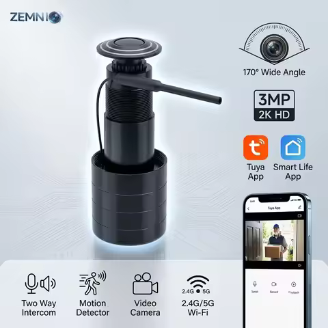 Smart Video Doorbell 3MP 2K HD 170° Wide Angle, Two-Way Audio Motion Detector, Tuya SmartLife App Du