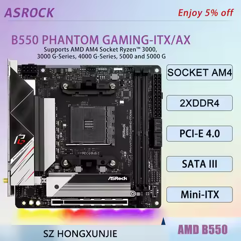 B550 AM4 Mini-ITX placa mãe ASROCK B550 PHANTOM GAMING-ITX/AX Motherboard CPU Ryzen 9 5950X 5900X 7 