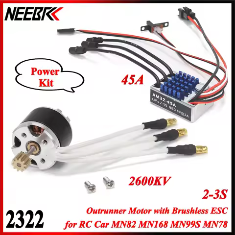 NEEBRC 2322 2600KV Outrunner Motor AM32 45A Brushless ESC for 1/12 RC Car Crawler Monster MN99S MN16
