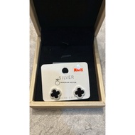 AM95S |Black Moissanite Flower Stud Earrings 0.004CT Silver s925