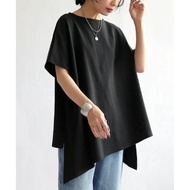 Ready Stock/Japanese French Sleeve Asymmetric Hem T-shirt PN-00470