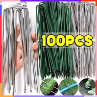 100Pcs Metal U Pins for Artificial Grass Weedmat Lawn Metal Nails Mesh Pad U Nails Paku U U型地钉