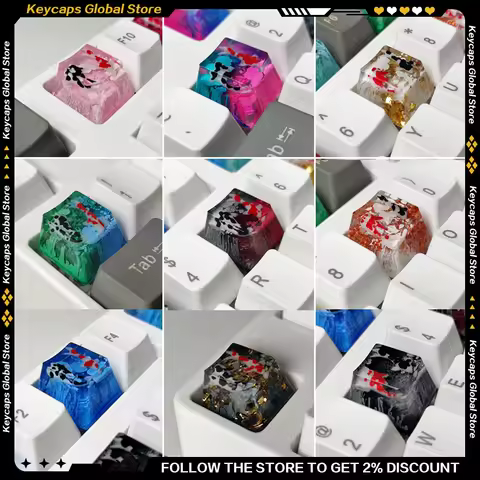 Personalized Translucent Keycaps 1u Resin Glue Drop Multicolor Artisan Keycaps for Mechanical Keyboa