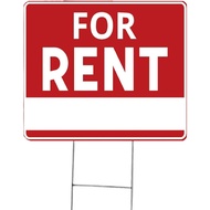 2Pack For Rent Signs, 16x12 inches, Double-Sided, Plastic, with H Stakes, Waterproof, for Agents/Hom