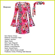 ┻ ∱ ◑ ☘️ DPA* Halloween Cosplay Costume Lightweight Printed Dress 70s Disco Party Costume Set with