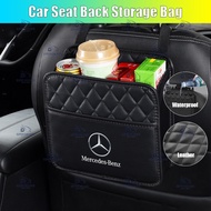 Car Seat Back Organizer Car Trash Can Leather Backseat Storage Bag Waterproof For Mercedes Benz W203 W210 W211 W124 W202 W204 Accessories