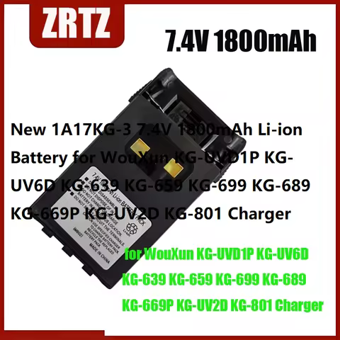 New 1A17KG-3 7.4V 1800mAh Li-ion Battery for WouXun KG-UVD1P KG-UV6D KG-639 KG-659 KG-699 KG-689 KG-