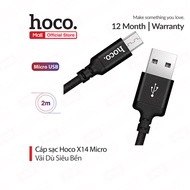 Cáp sạc nhanh truyền dữ liệu X14 Micro Hoco vải dù siêu bền dài 1M/2M