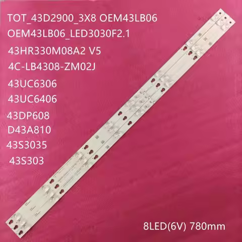3 PCS LED Backlight Strip for Thomson 43UC6306 43UC6406 43S303 43S305 43DP608 D43A810 TOT_43D2900_3X
