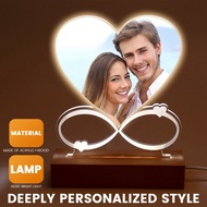 3D Acrylic Light Heart Shaped Photo Frame with Night Light Couple Anniversary Christmas Personalized