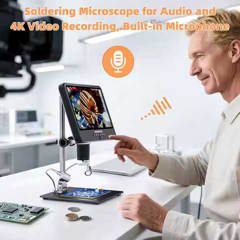 Andonstar 10.1 Inch Dual Display 4K UHD HDMI Digital Microscope Microphone PCB Soldering Coin Electr
