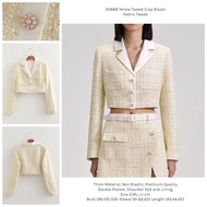 35888 Imported Premium Tweed Blazer Yellow Tweed Crop Blazer