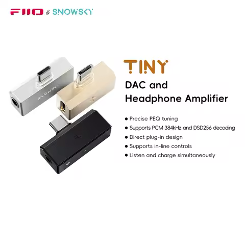 FiiO/Snowsky Tiny DAC Headphone Amplifier,USB DAC with 3.5/4.4mm/Type-C, PEQ Tuning, 384kHz/DSD256 S
