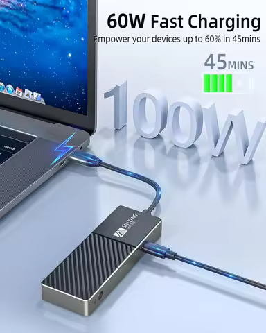 SANZANG 5-in-1 USB-C Hub Multiport Adapter with 4K HDMI 3x USB 3.0 5Gbps Ports 60W PD Fast Charging 