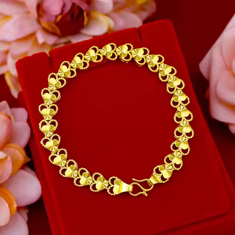 9999 24K real gold store same style women's bracelet with love and beautiful jewelry