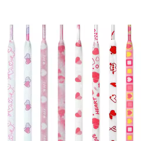 Flat Heart Shoelaces Personalized Valentine's Day Pink Love Shoelace Rope Couples High Canvas Sports