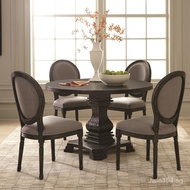 Small Apartment Dining Set Oak Retro American Style Black Round Dining Table Solid Wood6Large Dining