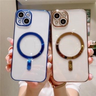 Magnetic Wireless Charging Plating Case For iPhone 13 12 11 Pro Max Transparent Phone Cover Accessories
