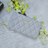 Kate Spade Madison Zip Around Continental Long Wallet in Quilted Blue Grey Soft Leather - Ladies Wal