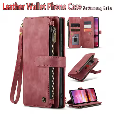 CaseMe Multi-card Slot Zipper High-end Leather Wallet Mobile Phone Case, For Samsung Galaxy S24 S23 