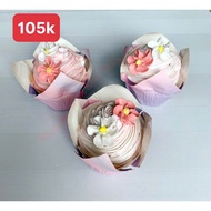 Combo of artificial flower cups for bakery display