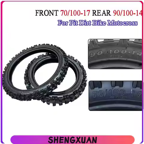 Off-Road Tires 17'' inch 70/100- 17 Front Wheel RimTire + 90/100-14 Rear Wheel Rotor for Pit Dirt Bi