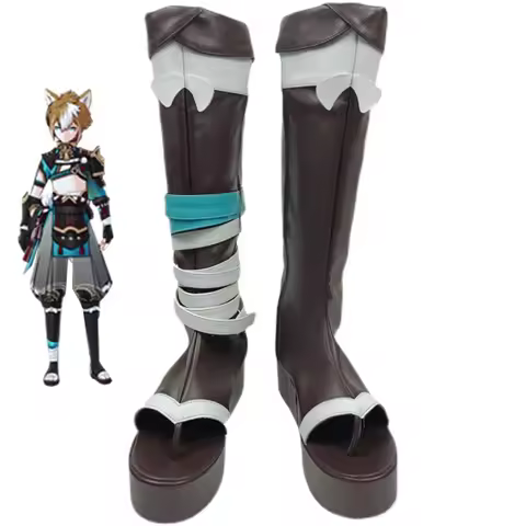 Game Genshin Impact Gorou Cosplay Shoes High Boots Cosplay Gorou Black Shoes Women and Men Role Play