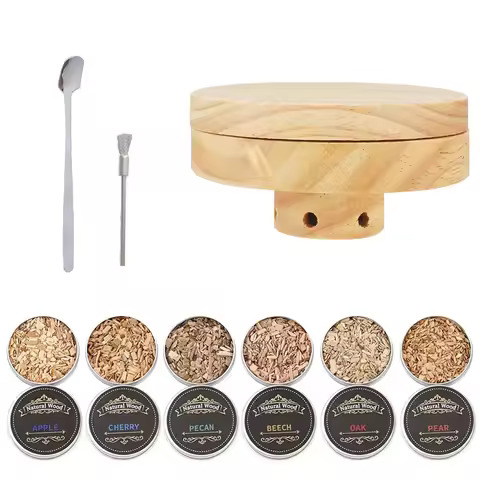 Manual 6 Types of Natural Wood Shavings Smoke Generator Set for Cocktails And Whiskey Wooden Cocktai